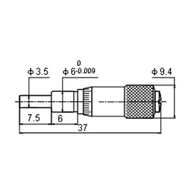 Indbygnings mikrometerskrue 0-6,5x0,01 mm med konveks måleflade
